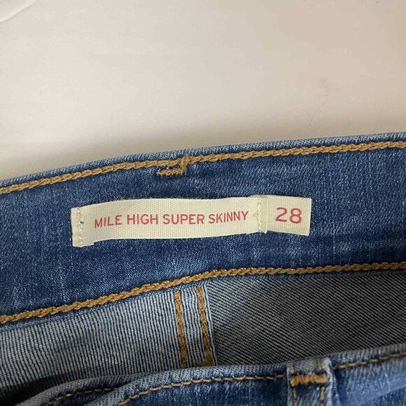Levi's Mile High Blue Distressed Raw Hem‎ Super Skinny Size 28 - Picture 2 of 7